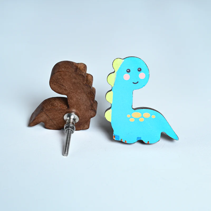 Handmade Acacia Wood Dinosaur Kids Furniture Knob